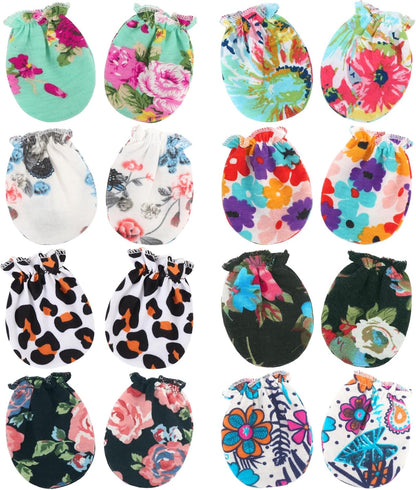 BQUBO Newborn Infant Toddler Mittens No Scratch Cotton Elastic Wrist Gloves Hypoallergenic for 0-6 Months Baby Boys Girls