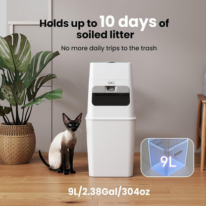 GKJ Cat Litter Trash Can, Cat Litter Disposal Bin | Garbage Disposal Diaper Pail | No Smell Cat Litter Pail | Pet Waste Pail for Cats, Dogs, Rabbits, Includes 1 Roll Refill Bag