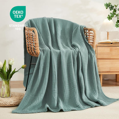 EMME Muslin Throw Blanket 100% Cotton Blankets for Couch Breathable Gauze All Season Soft and