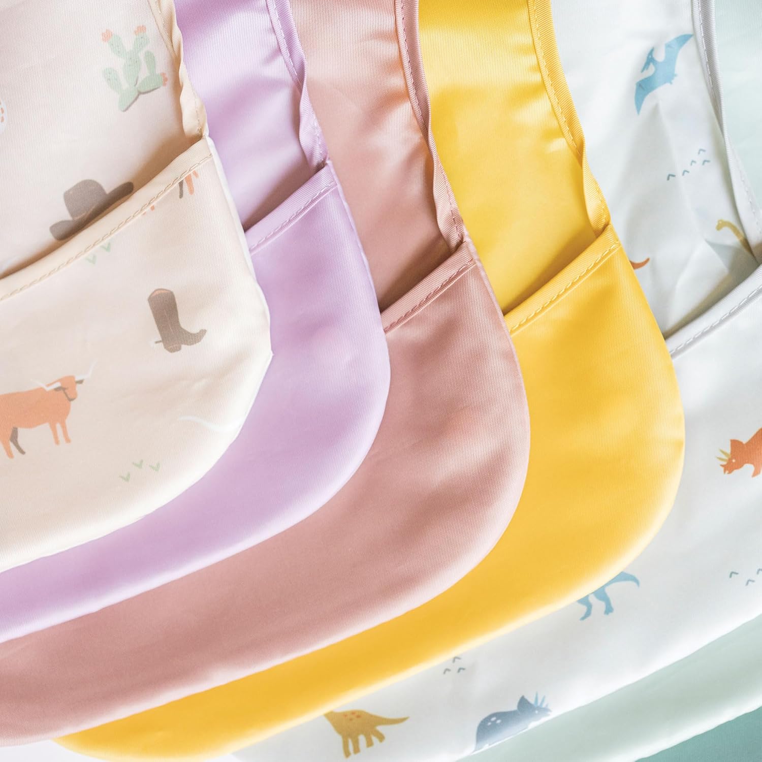 Tiny Twinkle Mess Proof Baby Bibs for Eating - Waterproof, Wipeable Bibs - Toddler Bibs - Travel