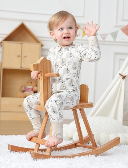 JunNeng 2Pcs Baby Rayon from Bamboo Sleeper with Mitten Cuffs, Footless Zipper Cozy Pjs, Non-Slip Soles Romper