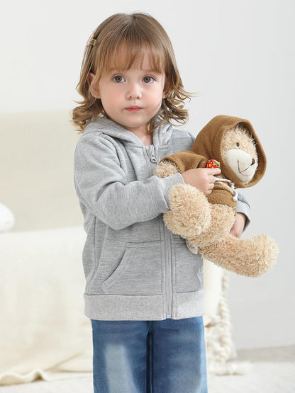 Cooraby 3 Pieces Baby and Toddler Girls Fleece Full-Zip Hoodies Lightweight Jacket with Pockets Winter Coat for Baby Girls