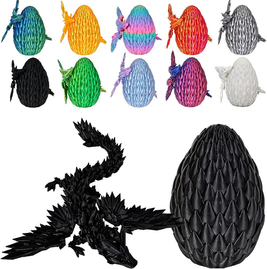 12inch Fly Dragon Egg, Year of The Dragon, 3D Printed Dragon, Executive Desk Toys, Articulated Dragon, Fidget Toys Gifts for Graduates Students Teachers Adults (Black)