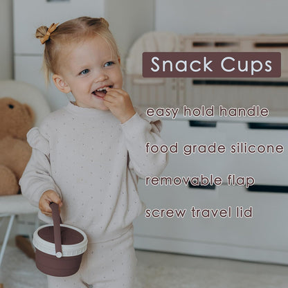 No Spill Silicone Toddler Snack Containers, Detachable Silicone Flap for Filling&Cleaning