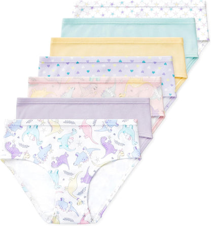 Lucky & Me Girls 100% Organic Cotton Underwear Briefs, Gracie 7 Pack