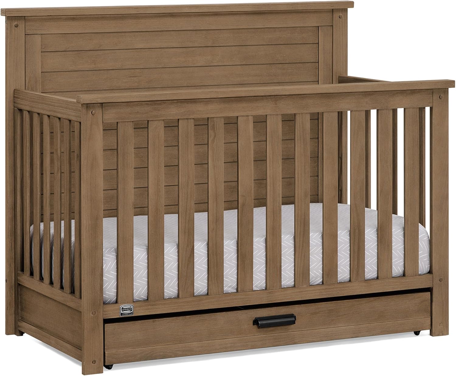 Delta Children Simmons Kids Caden 6-in-1 Convertible Crib with Trundle Drawer, Greenguard Gold