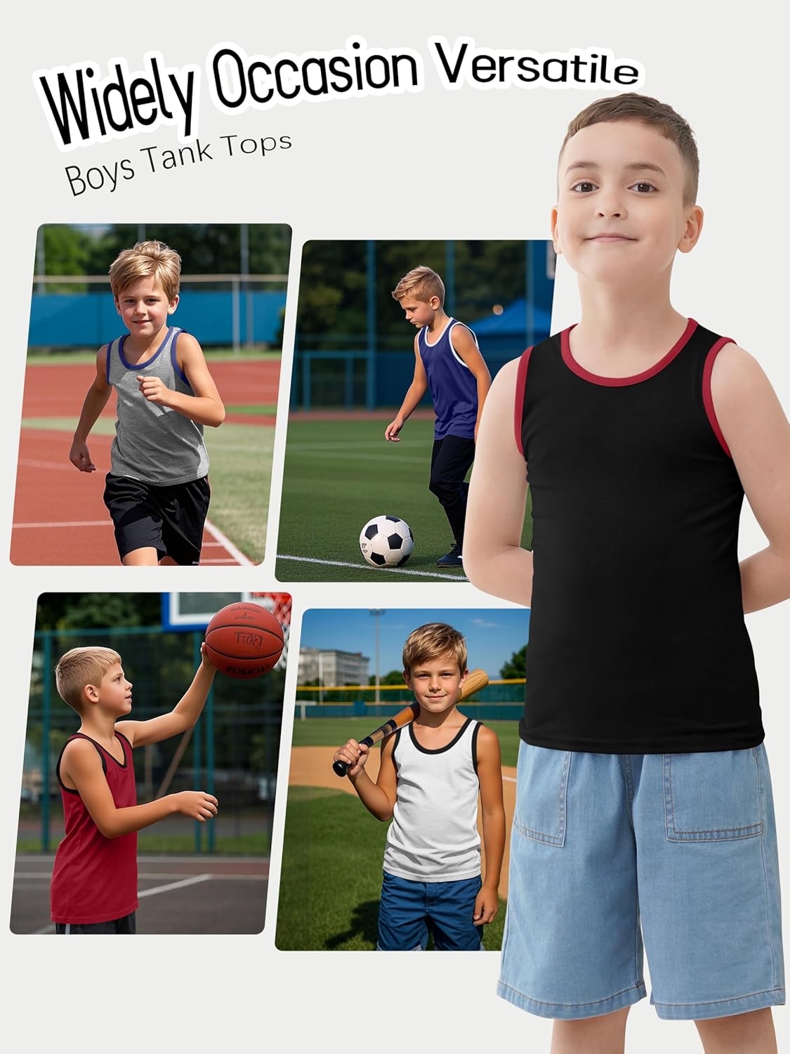5 Pack Boys Tank Tops Boys Undershirts Kids Cotton Undershirts Tees Sleeveless Tank Tops Shirts for Kids Youth