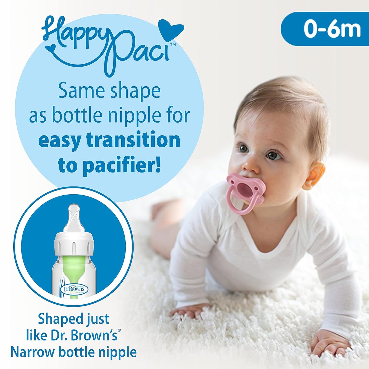 Dr. Brown's Anti-Colic Baby Feeding Set with Slow Flow Nipples, Travel Caps, Silicone Pacifier