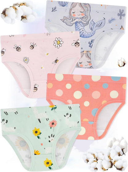 Girls' Underwear,Soft Cotton Tagless Panties for Toddlers' & Little Kids' Comfort,Breathable Briefs,8-Pack