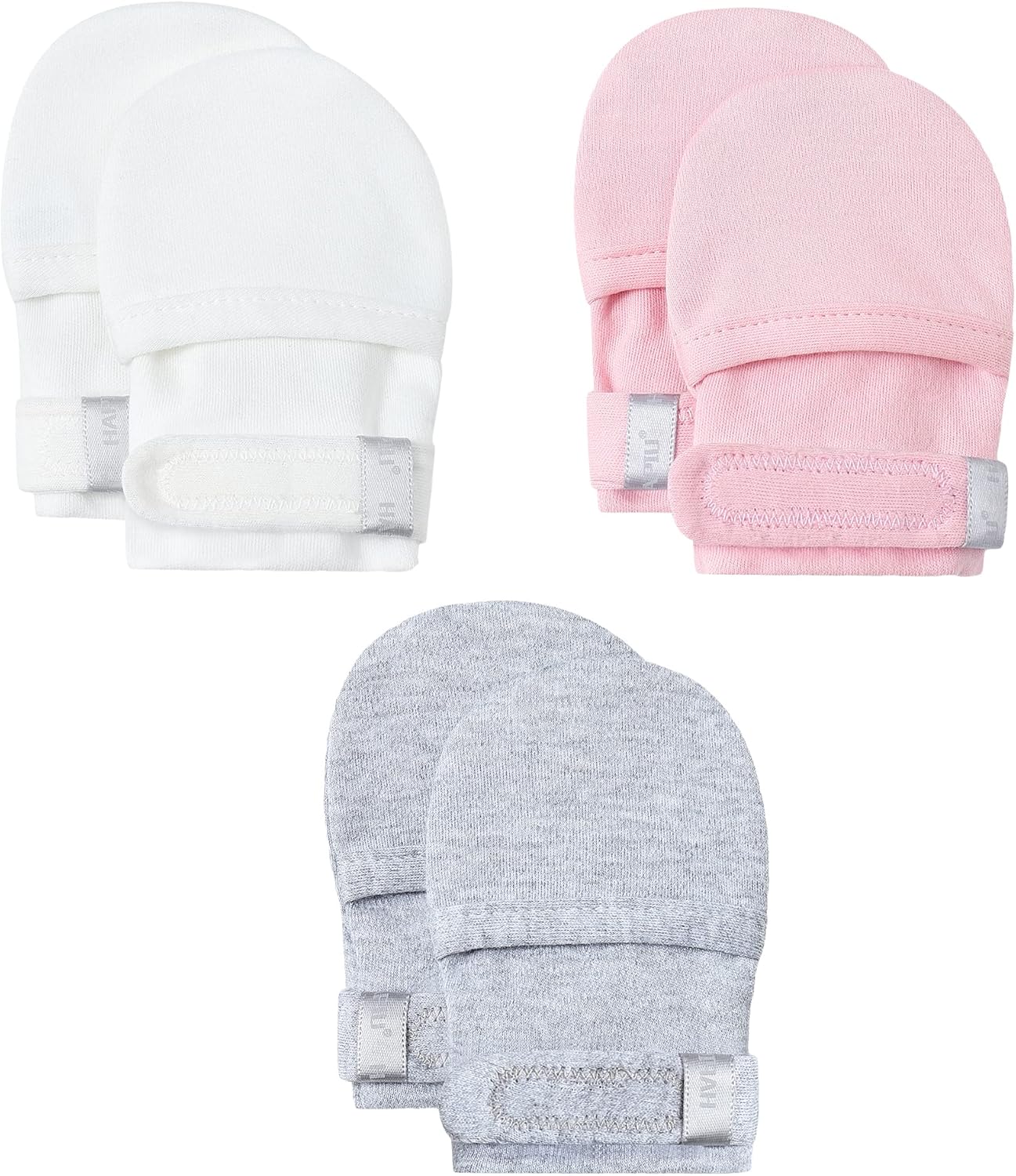 HAPIU Baby No Scratch Mittens Stay On, 100% Cotton Breathable, Adjustable Infant Gloves for Boys Girls, Newborn - 12 M