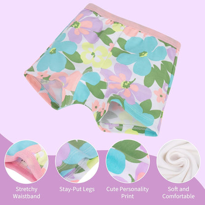 BIG ELEPHANT 10 Pack Toddler Girls' Underwear Boxer Briefs，100% Cotton Super Soft Breathable Panties (3T-10Y)