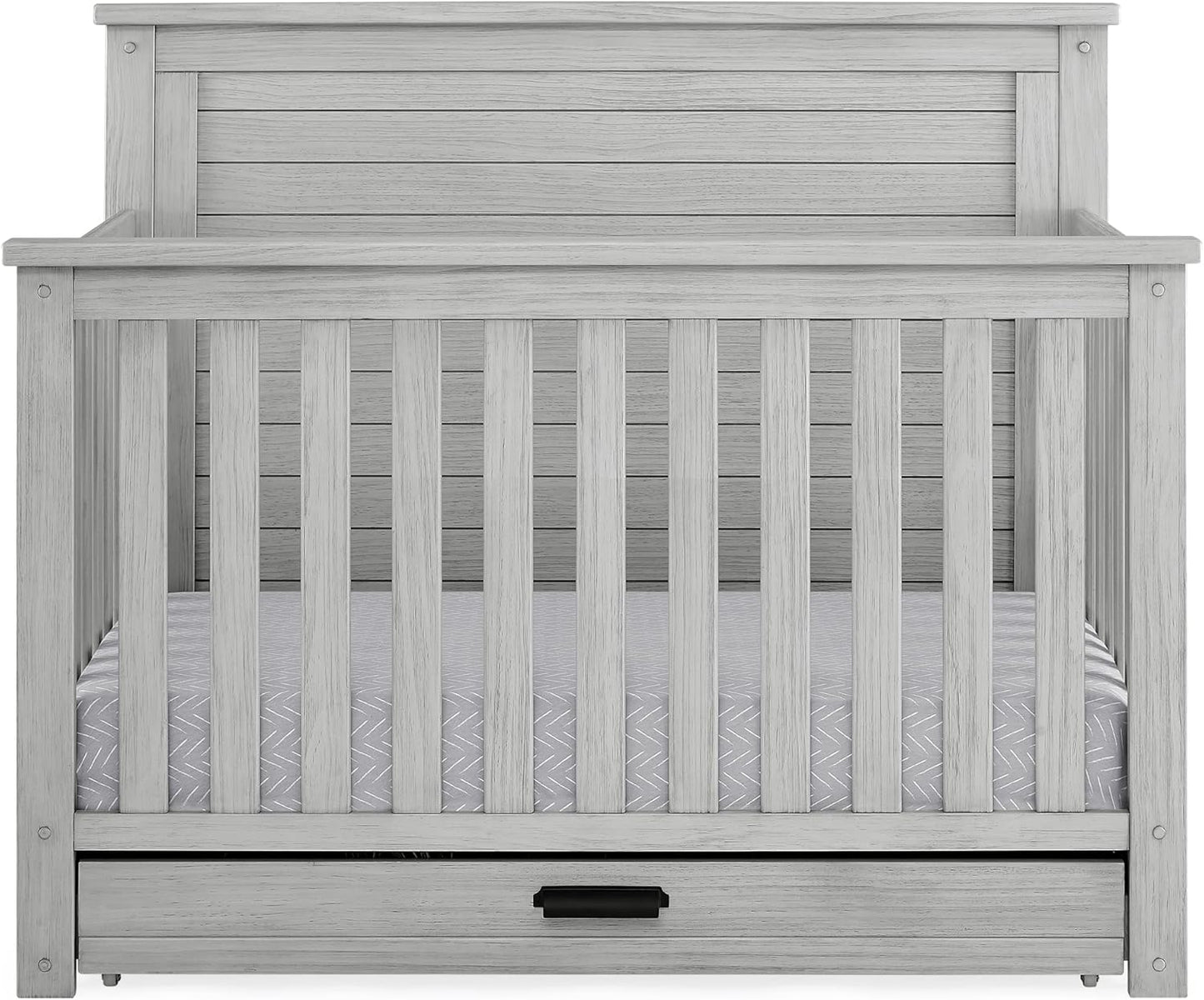Delta Children Simmons Kids Caden 6-in-1 Convertible Crib with Trundle Drawer, Greenguard Gold