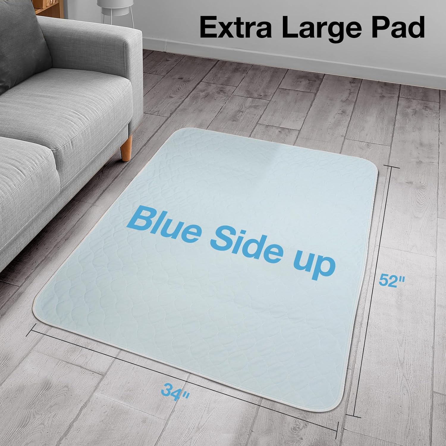 2 Packs Reusable Incontinence Bed Pad, 34X52 Inch Washable Pee Pads, Waterproof Bed Pad & Pet Pad