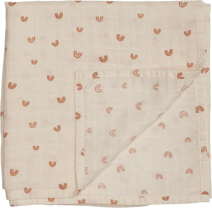Swaddle - 100% Organic Cotton - Muslin Swaddle Blankets for Newborn, 47" x 47" (Rainbows)