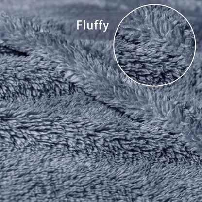 Exclusivo Mezcla Queen Size Flannel Fleece Blanket, Super Soft Velvet Plush Bed Blanket, Fuzzy Cozy and Warm for All Seasons, 90x90 Inches, Stone Blue