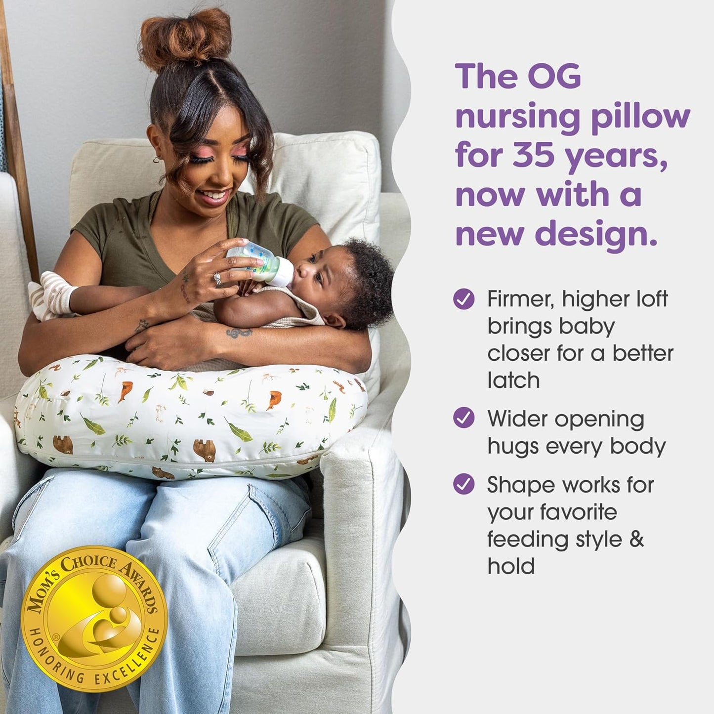 Boppy Nursing Pillow - Ergonomic Bottle & Breastfeeding Pillow with High, Firm, Large Area