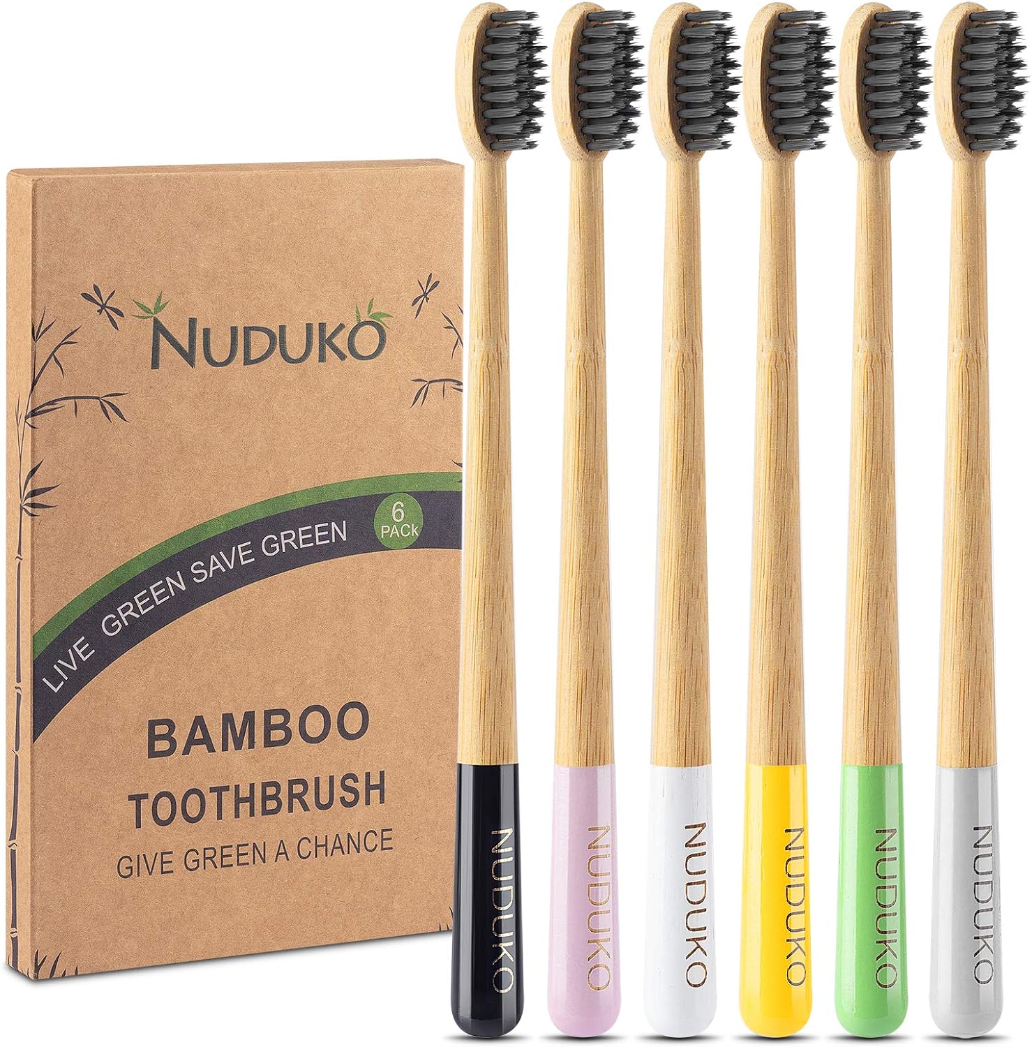Biodegradable Bamboo Charcoal Toothbrushes, Soft Bristle, Eco-Friendly, Sustainable, BPA Free
