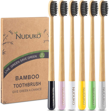Biodegradable Bamboo Charcoal Toothbrushes, Soft Bristle, Eco-Friendly, Sustainable, BPA Free