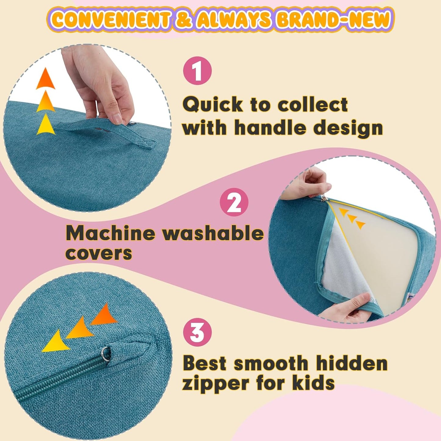 Jela Foam Blocks - Soft Play Equipment with 6 Luxury Miss Fabric Climbing Blocks for Toddlers, Babies & Kids - Lightweight Climb & Crawl Playset