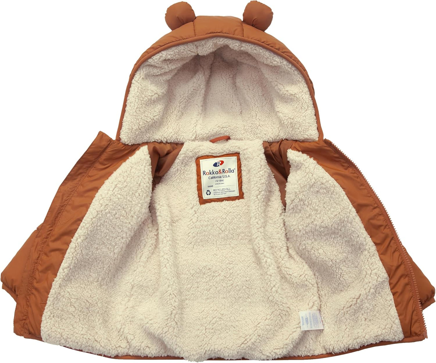 Rokka&Rolla Baby Boys' Water-Resistant Sherpa Fleece Lined Puffer Jacket Winter Coat for Newborn Infants Toddler