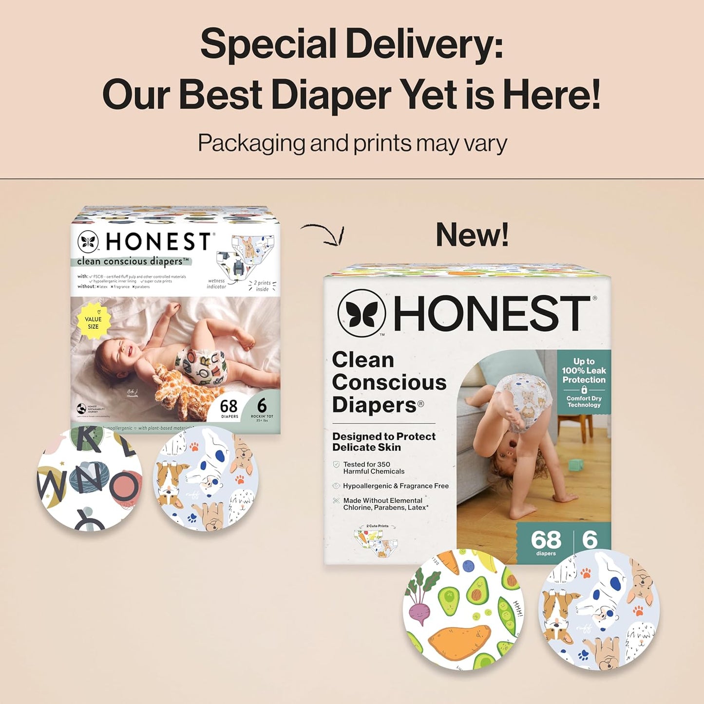 The Honest Company Clean Conscious Diapers for Delicate Skin | Up to 100% Leakproof |