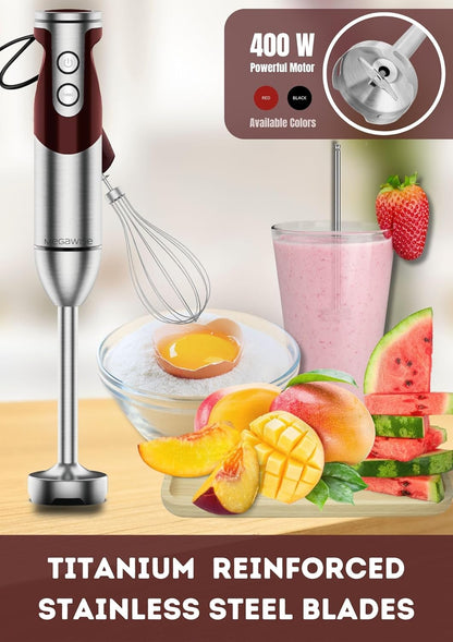 MegaWise Pro Titanium Reinforced 3-in-1 Immersion Corded Hand Blender, Powerful MOTOR with 80%