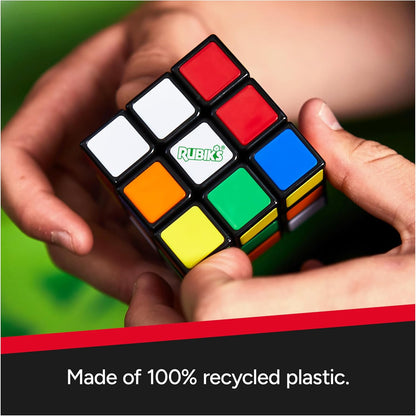 Rubik's Re-Cube, The Original 3x3 Cube Made with 100% Recycled Plastic 3D Puzzle Fidget Cube Stress Relief Travel Game, for Adults and Kids Ages 8+