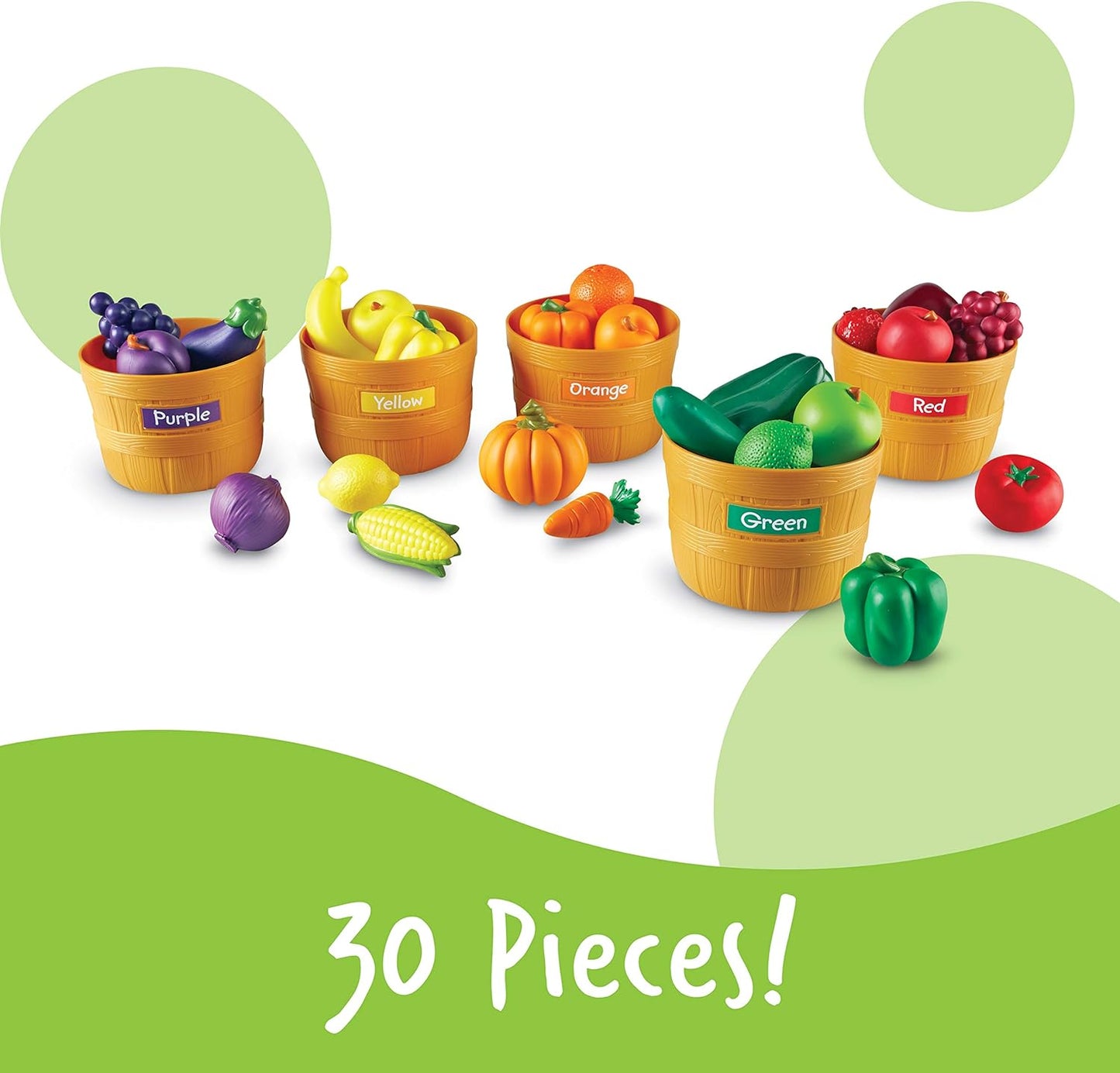 Learning Resources Farmer’s Market Color Sorting Set - 30 Pieces Age 18+ Months Toddler Learning Toys, Sorting Toys for Kids, Play Food,Easter Basket Stuffers