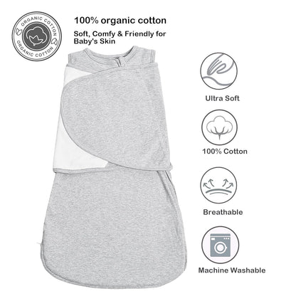 Baby Sleep sack Swaddle,Sleep Sack 3-6 Months,3-Way Adjustable Wearable Transition Swaddles Blanket Boy And Girl,100% Cotton,TOG 1.0(Grey)