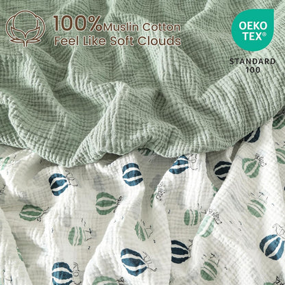 david's kids Muslin Crib Sheets for Boys Girls, 2 Pack 100% Cotton Soft Breathable Fitted Baby