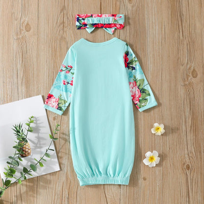 AMAWMW Newborn Baby Girl Little Sister Sleeper Gown Stripe Long Sleeve Nightgown Pajamas Gifts Stuff Essential Outfit