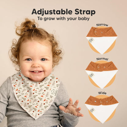 8-Pack Organic Baby Bandana Bibs for Girls - Super Absorbent Triangle Baby Bibs for Drooling and Teething Infant, 100% Cotton Extra Soft for Newborn, Infant 0-36 Months (Fall Spores)