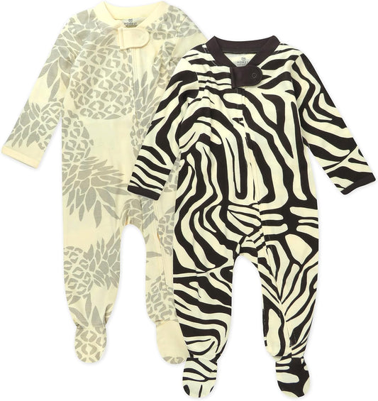 HonestBaby Baby Sleep N' Play One-Piece Zip-Front Footed Organic Cotton Pajama Sleeper