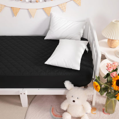 NTBAY 2 Pack Waterproof Crib Mattress Protector, Quilted 28"x52" Toddler Fitted Sheet - Machine