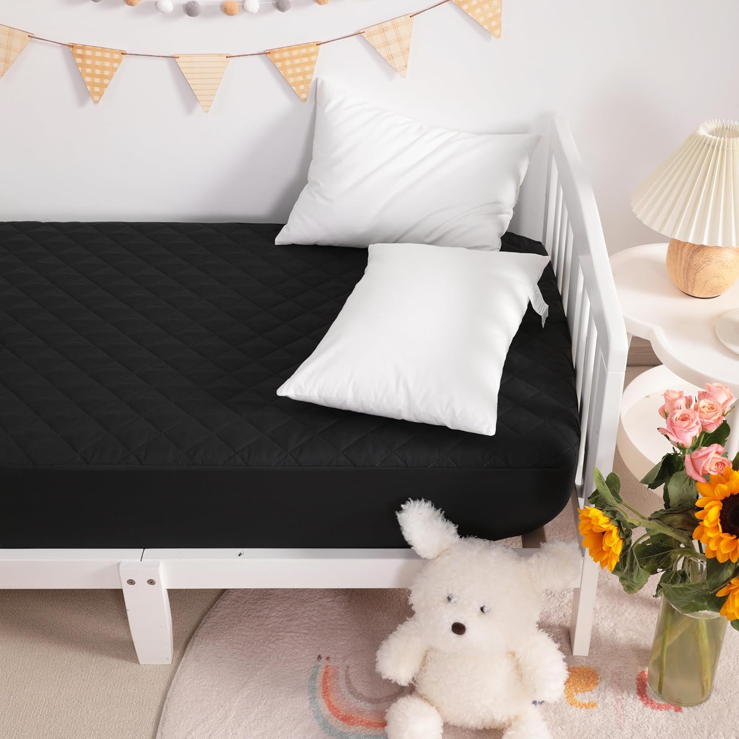 NTBAY 2 Pack Waterproof Mini Crib Mattress Protector, Quilted 24"x38" Fitted Mattress Cover