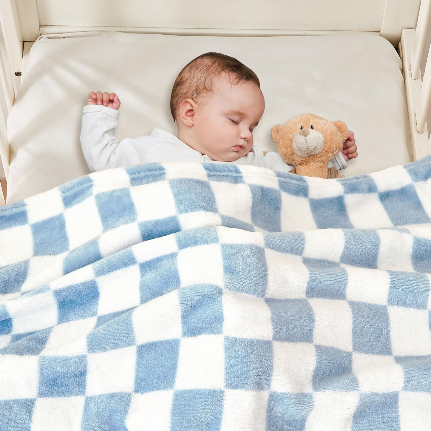 Yurhap Checkered Baby Blanket Fleece Baby Blankets for Boys, Ultra Soft Cozy Fluffy Infant Toddler