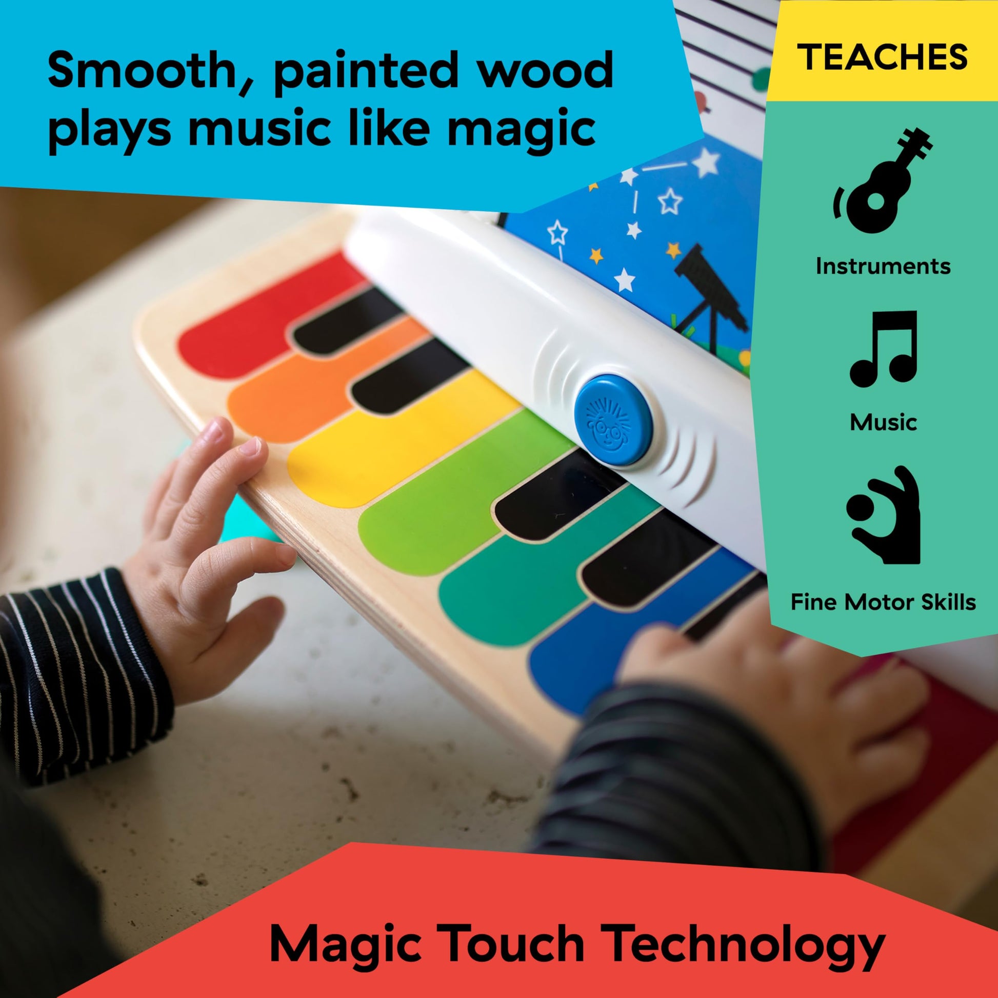 Baby Einstein and Hape Magic Touch Piano Wooden Musical Toddler Toy, Age 6 Months and Up