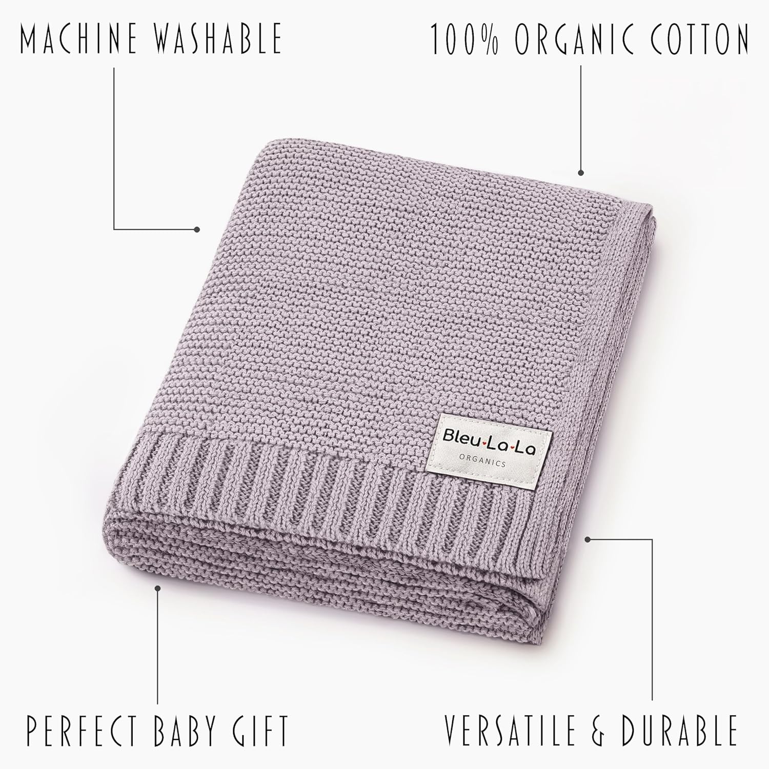 Signature Knit Organic Swaddle Blanket for Girls - 100% Soft Luxury Cotton Knit Receving Swaddler