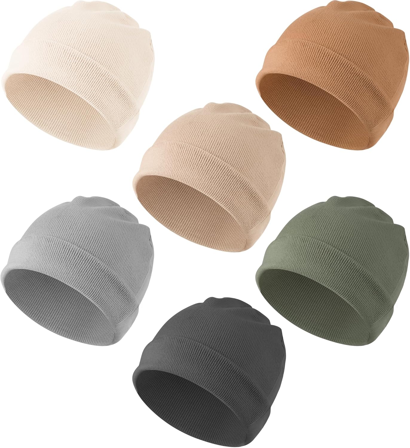 Konssy 6 Pack Baby Beanie Hats for Unisex, Toddler Beanies Baby Girl Boy Hat Warm Cap for Infant, Toddler
