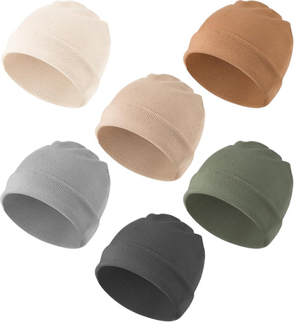 Konssy 6 Pack Baby Beanie Hats for Unisex, Toddler Beanies Baby Girl Boy Hat Warm Cap for Infant, Toddler