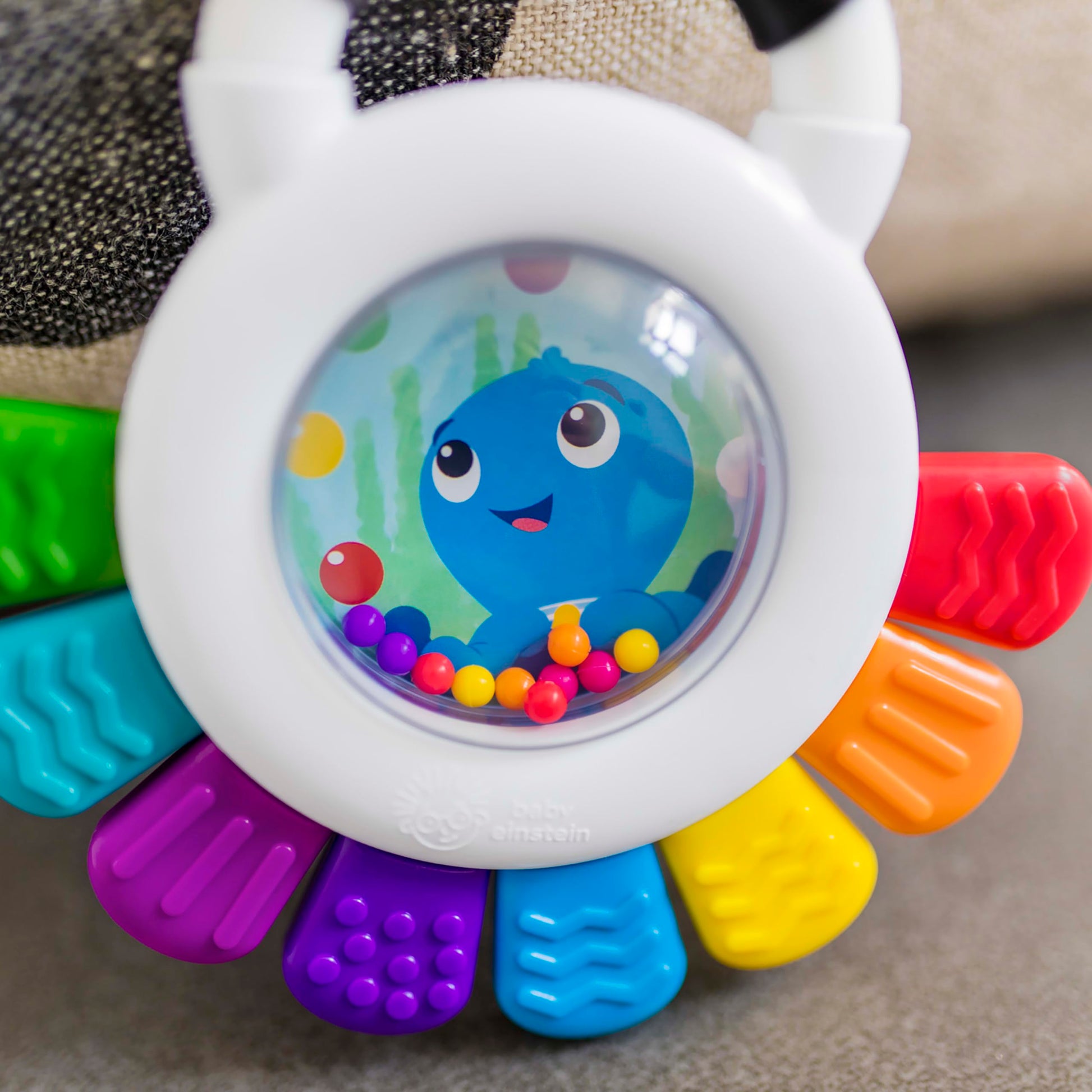 Baby Einstein Outstanding Opus The Octopus Sensory Rattle & Teether Multi-Use Toy, BPA Free &