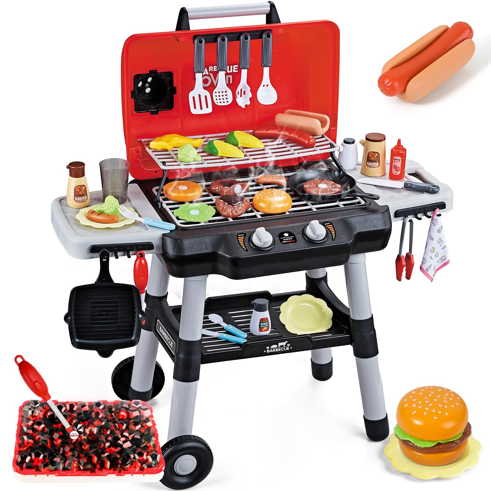 Shemira Kids Play Kitchen Toys, Kids BBQ Grill Playset, Play Grill Toys