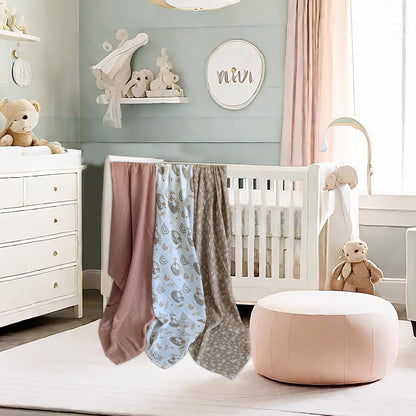 Muslin Swaddle Blankets for Newborn – 3 Pack Large 47"x47" Receiving Blankets – Soft, Breathable & Gentle – Unisex Pastel