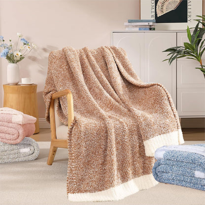 WRENSONGE Throw Blanket Cationic Dyeing Burnt Orange Soft Cozy Fluffy Warm Hand Made Throw Blankets