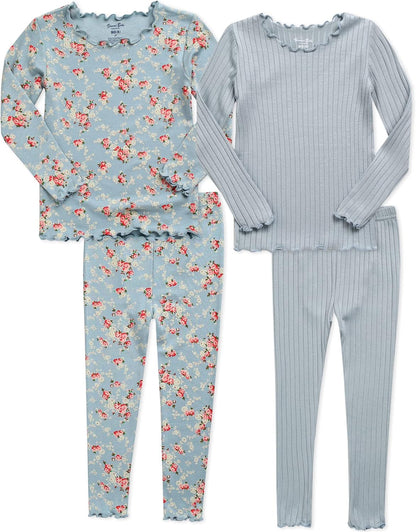 VAENAIT 6M-12Y Toddler Kids Girls Boys Soft Comfy Modal Tencel Solid Raglan Sleepwear Pajamas Pjs 2pcs/4pcs Set