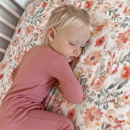 Baby Girls Crib Sheets | 2 Pack Floral & Solid Pink Ultra-Soft Bedding for Crib Mattress and