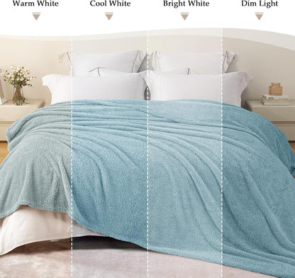 Exclusivo Mezcla Fleece Blanket for Couch, Soft and Cozy Queen Blankets for Women Men Girls Kids, Suitable for All Seasons, Slate Blue, 90x90 Inches