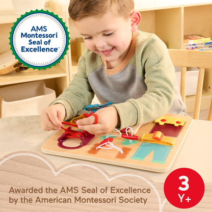 Fisher-Price Wood Montessori Dressing Board Busy Activity