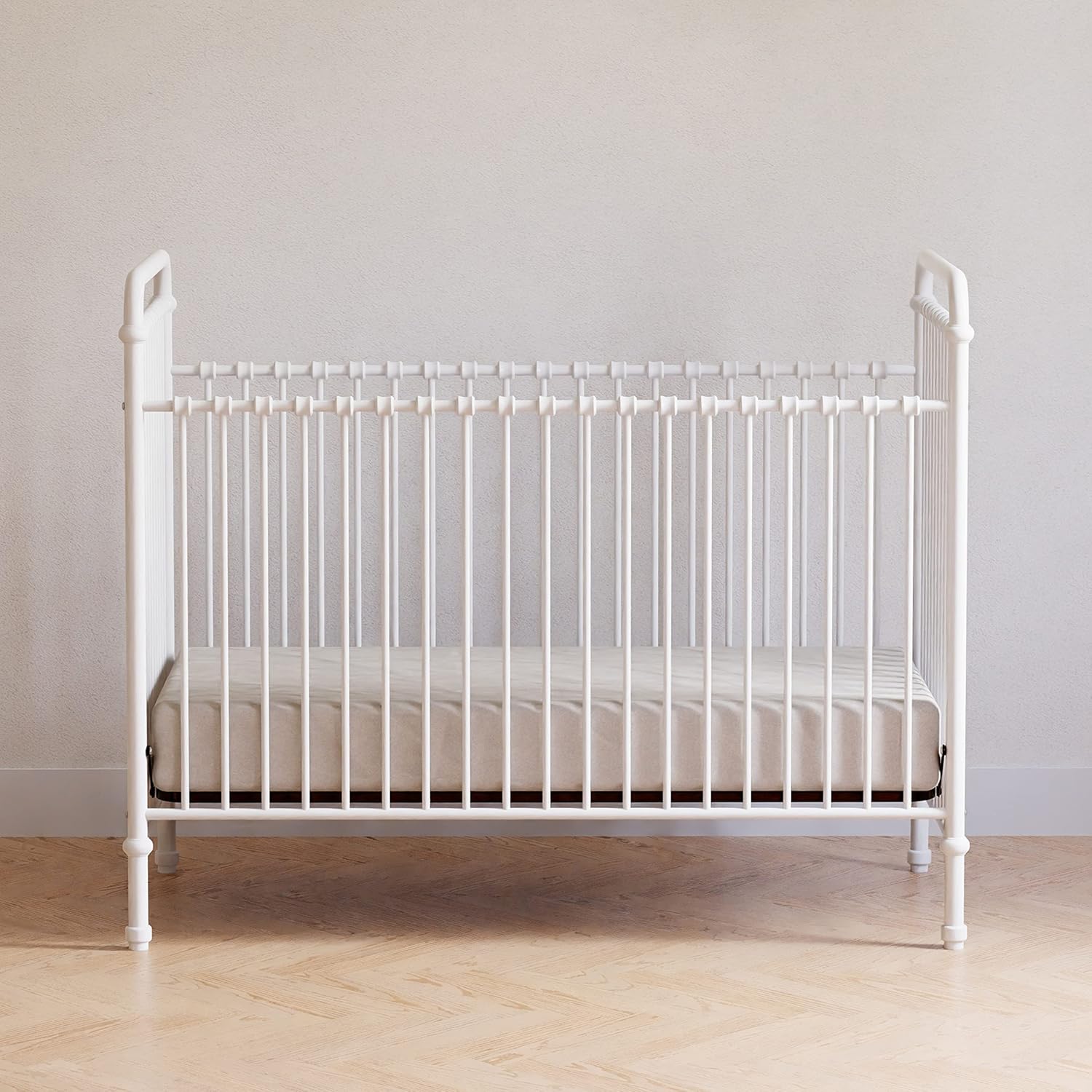 Namesake Abigail 3-in-1 Convertible Metal Crib in Washed White, Greenguard Gold Certified