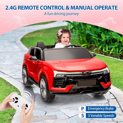 Jojoka Baby Car 24V 2-Seater SUV Licensed Chevrolet Blazer Ride On Toy w/Parent Remote Control,4xSpring Suspension, Wireless Music, Electric Vehicle Car for Kids Ages 3-8, Red